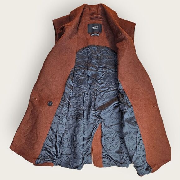 SET Urban Deluxe Longline Vest Dark Burnt Red/Brown - Picture 5 of 6